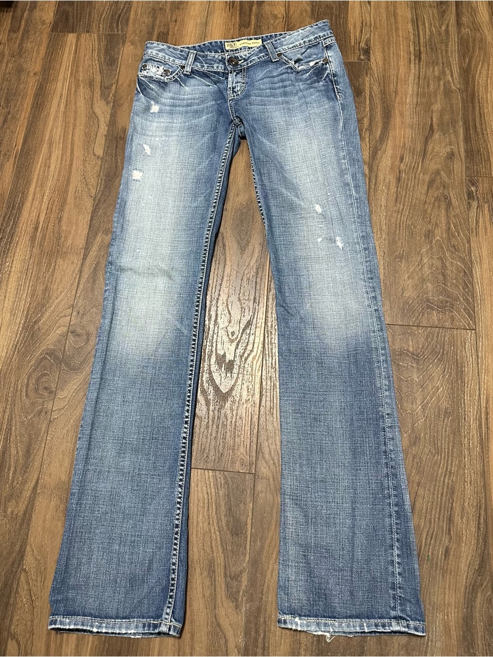 BKE Sabrina Boot Bootcut Jeans Flare Low-Rise 27x35.5 Distressed Light Y2K